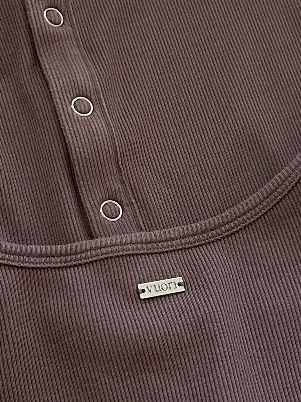 Vuori Chocolate Brown Long-Sleeve Front Snap Button Ribbed Cardigan Top Size M - Picture 5 of 9